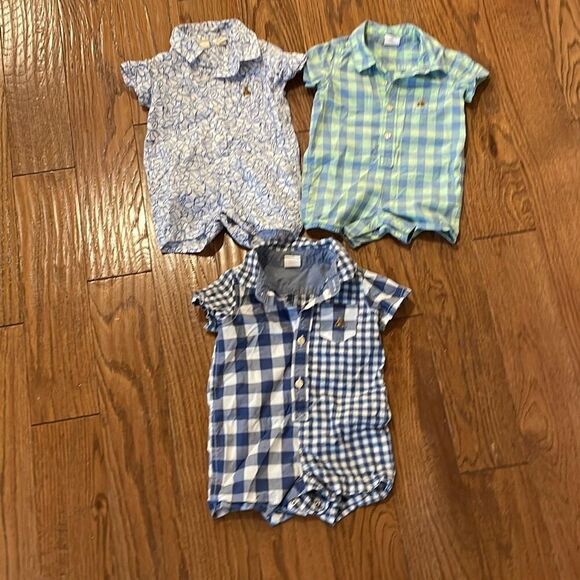 Baby gap plaid preppy rompers one piece size 0-3 and 3-6 months - Picture 2 of 11